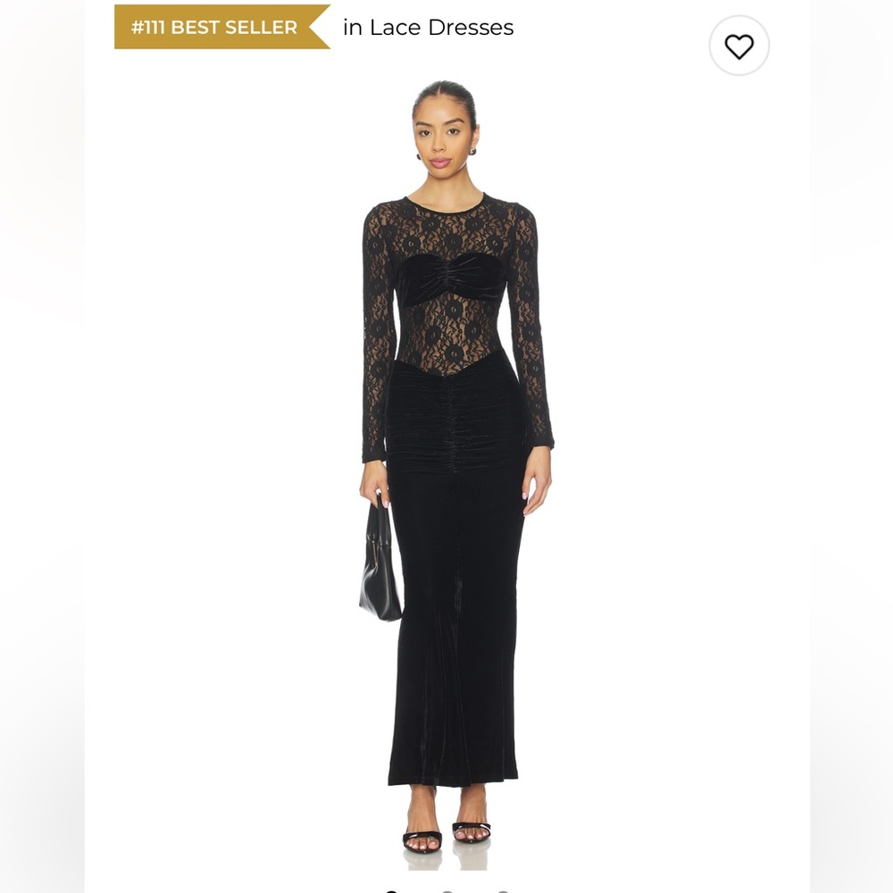 Bardot Black Lace Velour Maxi Dress